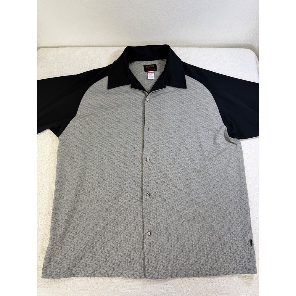 BC Ethic Mens XL Vintage 90s Bowling Shirt Grey Black Retro Made in USA B4481-SS